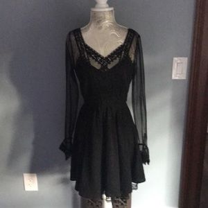 Free People Black Lace Low Back Dress